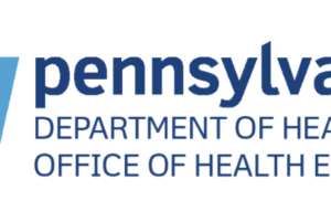 Logo of the Pennsylvania Department of Health Office of Health Equity, featuring a blue keystone with a medical symbol and text beside it.
